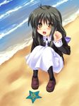  beach casual clannad day highres ibuki_fuuko pantyhose satomi_yoshitaka shore solo starfish 