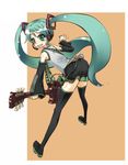  ass bad_id bad_pixiv_id detached_sleeves green_eyes green_hair guitar hato_haru hatsune_miku headphones instrument long_hair microphone solo thighhighs twintails vocaloid 