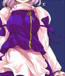  alphes_(style) apron blue_background bow breasts cirno head_out_of_frame ideolo large_breasts letty_whiterock lowres multiple_girls parody ribbon short_hair simple_background smile style_parody touhou 