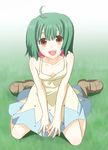  ahoge green_hair kneeling macross macross_frontier mattaku_mousuke ranka_lee short_hair solo 