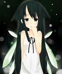  bad_id bad_pixiv_id dress flat_chest fusa_otome green_eyes green_hair long_hair saya saya_no_uta solo tears wings 