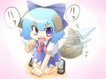  animal_ears bad_id bad_pixiv_id blue_hair bow cirno dog_ears dog_tail kakkou ribbon short_hair solo tail tongue touhou wings 