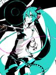  arisaka_ako bad_id bad_pixiv_id detached_sleeves green_eyes green_hair hatsune_miku headphones long_hair microphone skirt solo twintails vocaloid 