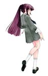  ascot back fuyube_rion kirishima_eriko looking_back persona persona_1 ponytail purple_hair school_uniform solo st._hermelin_school_uniform 