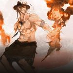  brown_hair fire hat iridori male_focus one_piece portgas_d_ace shirtless solo 