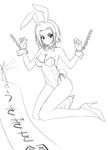  animal_ears bdsm bunny_ears bunnysuit chain code_geass cuffs greyscale handcuffs kallen_stadtfeld masakichi_(crossroad) monochrome outline sketch solo tanabata 