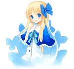  blonde_hair blue_eyes bow capelet hair_bow kurasuke long_hair open_mouth original smile solo 