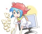  bad_id bad_pixiv_id blue_eyes blue_hair hat heart inemuri_uno kanikama-chan original scarf screen solo through_screen 