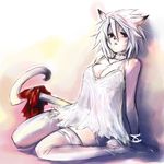  animal_ears bad_id bad_pixiv_id cat_ears cat_tail doraeshi final_fantasy final_fantasy_xi lingerie mithra ribbon solo tail thighhighs underwear 