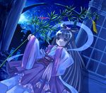  blue_eyes blue_hair japanese_clothes kazuki_kiyoto long_hair original solo star tanabata tanzaku very_long_hair 