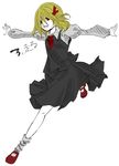 blonde_hair hair_ribbon himeka necktie outstretched_arms red_eyes ribbon rumia short_hair solo spread_arms touhou 