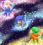  2girls green_hair long_hair macross macross_frontier multiple_girls ranka_lee saotome_alto sheryl_nome short_hair star tanabata tanzaku weep03 