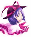  1girl :d ^_^ ^o^ black_hat blush bow bowtie closed_eyes hat hat_bow nagae_iku open_mouth red_bow red_neckwear sakuraba_yuuki short_hair simple_background smile solo touhou white_background 