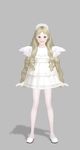  1girl angel_wings aurore blonde_hair blush child dress loli long_hair michito_sorataka pantyhose white_dress wings 