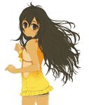  atelier_(series) atelier_ayesha blush brown_eyes brown_hair cutoffs flat_chest long_hair looking_at_viewer looking_back messy_hair nipple_slip nipples no_bra orange_shirt puffy_nipples shirt short_shorts shorts simple_background sketch smile solo takanashi tan tanline tanya_volta white_background 