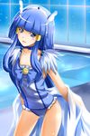  adapted_costume aoki_reika blue blue_eyes blue_skirt c-wing cure_beauty long_hair one-piece_swimsuit precure skirt smile_precure! solo swimsuit 