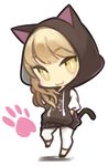  animal_ears animal_hood bangs brown_hair cat_ears cat_hood cat_tail chibi copyright_request hands_in_pockets hood hoodie lowres minoa_(lastswallow) paw_print solo tail 