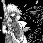  1girl breasts gloves gun hellsing histamine_c huge_breasts seras_victoria solo torn_clothes weapon 