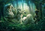  anthro balaa canine cub cute enchanted forest green_eyes hummingbird playing tree wolf wood young 