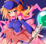  blonde_hair duel_monster gagaga_girl red_eyes scarf staff utubo25 wand yu-gi-oh! yuu-gi-ou_duel_monsters 