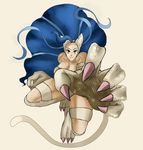  anthro blue_hair breasts cat cleavage clothed clothing darkstalkers felicia felicia_(darkstalkers) feline female green_eyes hair long_hair looking_at_viewer mammal smile sssonic2 video_games 