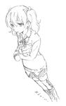  argyle argyle_legwear greyscale holding inu_x_boku_ss monochrome roromiya_karuta school_uniform short_hair shorts sketch solo sweater_vest tanuki thighhighs tsu twintails watanuki_banri 