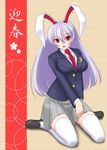  animal_ears bunny_ears crescent highres long_hair long_sleeves necktie open_mouth purple_hair red_eyes red_neckwear reisen_udongein_inaba solo t2r thighhighs touhou translation_request white_legwear 