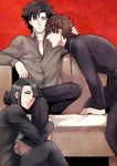  2boys black_eyes black_hair bob_cut brown_hair emiya_kiritsugu fate/zero fate_(series) hisau_maiya jewelry kotomine_kirei moratorian multiple_boys necklace 