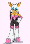  anthro bat big_breasts blue_eyes breasts cleavage clothed clothing female hair latex mammal rouge_the_bat rubber sega sonic_(series) sssonic2 white_hair wings 