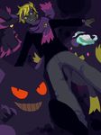  bandana blonde_hair dark drifblim gen_1_pokemon gen_4_pokemon gengar gym_leader horror_(theme) matsuba_(pokemon) mismagius pokemon pokemon_(creature) pokemon_(game) pokemon_hgss purple_background scarf smile 