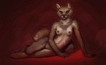  anthro breasts brown_fur canine darwin's_fox digitigrade female fluffy fluffy_tail fox fur hindpaw looking_at_viewer lying mammal nipples nude paws pinup pose snowskau solo vixe 