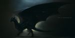  black_body blue_eyes dark_theme darkness dragon dragon_wings horn kitsunia looking_at_viewer nude side_view solo spread_wings wings 