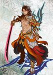  1boy abs armor black_hair boots gaias gaius_(tales) highres jewelry katana midriff muscle pants red_eyes short_hair sword tales_of_(series) tales_of_xillia tattoo weapon 