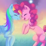  cutie_mark duo equine eyes_closed female feral friendship_is_magic fur grass hair horse jack-a-lynn mammal mist moon multi-colored_hair my_little_pony open_mouth pegasus pink_fur pink_hair pinkie_pie_(mlp) pony rainbow_dash_(mlp) rainbow_hair smile stars wings 