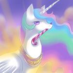  equine female feral friendship_is_magic fur hair horn jack-a-lynn mammal multi-colored_hair my_little_pony princess_celestia_(mlp) purple_eyes solo white_fur winged_unicorn wings 