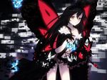  accel_world black_hair butterfly kuro_yuki_hime long_hair no_bra tagme_(artist) 