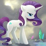  crystal cutie_mark equine female feral friendship_is_magic fur hair horn horse jack-a-lynn mammal mist my_little_pony outside pony purple_hair rarity_(mlp) sad solo stars tears unicorn water white_fur 