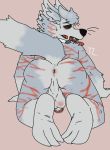  balls fluffy fur hyena male mammal middow nude open_mouth penis simple_background solo stripes tongue trigger_lex 