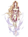  barefoot blazing_souls blonde_hair breasts character_request full_body full_body_tattoo hirano_katsuyuki long_hair medium_breasts navel no_nipples no_pupils nude official_art smile solo spectral_(series) tattoo very_long_hair white_background 