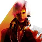  dante_(devil_may_cry) devil_may_cry hazama_(oow) male_focus shin_megami_tensei_iii:_nocturne solo trench_coat upper_body white_hair 