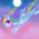  cloud clouds cutie_mark equine female feral flying friendship_is_magic fur hair horse jack-a-lynn mammal moon multi-colored_hair my_little_pony pegasus pony purple_eyes rainbow_dash_(mlp) rainbow_hair sky solo stars wings 