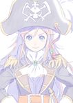  blue_eyes braid epaulettes hat katou_marika long_hair miniskirt_pirates nagisa_kurousagi pirate pirate_hat red_hair smile solo 