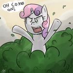  bushes cloud clouds cub english_text equine female feral friendship_is_magic fur green_eyes hair horn horse mammal my_little_pony outside pony sky solo speccysy sweetie_belle_(mlp) text two_tone_hair unicorn white_fur young 
