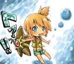  aqua_eyes barefoot blush chibi dyson_(edaokunnsaikouya) fang gen_1_pokemon kasumi_(pokemon) navel open_mouth orange_hair pokemon pokemon_(anime) pokemon_(creature) shorts side_ponytail staryu suspenders water 