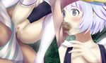  ass blue_hair blush censored cum cum_in_pussy cum_inside fairy_tale fellatio kawano_masatoshi open_mouth oral penis personification purple_eyes pussy pussy_juice sex swimsuit tears the_ugly_duckling thighhighs vaginal wings 