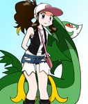  1girl cap hat pokemon pokemon_(game) pokemon_(manga) pokemon_bw serperior touko_(pokemon) white_(pokemon) 