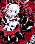  absurdres acrylic_paint_(medium) flower hairband heart highres komeiji_satori long_sleeves millipen_(medium) petals puffy_sleeves red_eyes rose short_hair solo spot_color third_eye torajirou_(toraneko_zirou) touhou traditional_media wide_sleeves 