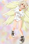 angel genderswap highres nagisa_kaworu neon_genesis_evangelion red_eyes shirt solo tabris twintails wings 