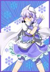 absurdres bad_id bad_pixiv_id blue_eyes blush cape fingerless_gloves futomashio gloves hat highres letty_whiterock puffy_sleeves purple_hair short_hair short_sleeves smile solo touhou 
