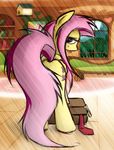  butt cute cutie_mark equine female feral fluttershy_(mlp) friendship_is_magic hair horse kejzfox looking_at_viewer looking_back mammal my_little_pony necktie pegasus pink_hair pony smile solo suitcase wings 